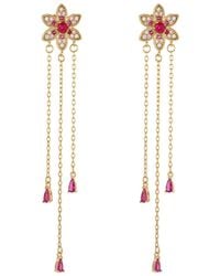 Ebru Jewelry - Blossom Glow Ruby Drop Earrings - Lyst