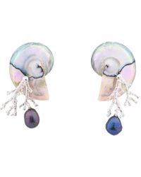 Oana Savu - Nautilus Shell Sterling Coral Branch Ear Studs Earrings - Lyst
