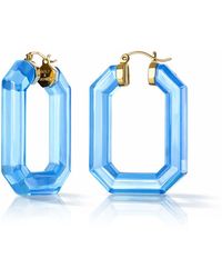 Gold & Honey - Emerald Gemstone Lucite Hoop Earrings - Lyst