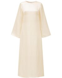 Silk and Bears - Neutrals Ivory Cream Mulberry Silk Maxi Dress With Flared Sleeves — Celeste Collection - Lyst