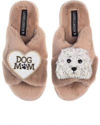 Laines London - Classic Laines Slippers With Queenie The Bichon Frise & Dog Mum Mom Brooches - Lyst