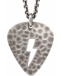 Snake Bones - Lightning Bolt Plectrum Guitar Pick Pendant With Hammered Finish - Lyst