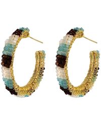 Lavish by Tricia Milaneze - Blue & Brown Mix Maya Hoops Handmade Crochet Earrings - Lyst