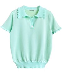 Arto. - Summer Knit Cotton Light Polo Top-Mint - Lyst