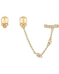 SALLY SKOUFIS - Peace Stud Ear Cuff Set With Made Cz Diamond Stimulant - Lyst