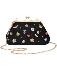 Fable England - Floral Ditsy Embroidered Velvet Clutch Bag - Lyst