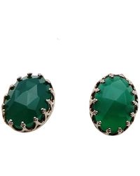 ADIBA - Oval Green Onyx Sterling Earrings - Lyst