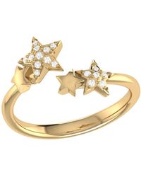 LMJ Dazzling Star Couples Diamond Open Ring In 14k Yellow Gold - Metallic