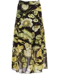 Conquista - Floral Print Sheer Tiered Skirt – Semi-Maxi Length, Elastic Waist - Lyst