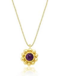 Unaloe - Vermeil Flower Necklace With Amethyst – Sculpted Gemstone Floral Pendant Fine Jewellery For - Lyst