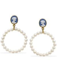 Vintouch Italy - A Perfect Circle Sky Cameo And Pearl Earrings - Lyst