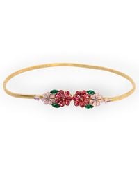 DAMAPREZIOSA - Slim Belt With Daisy Bouquet Crystal Buckle - Lyst