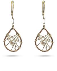 Greyewolfe - Large Teardrop Caged Pearl Earrings - Lyst