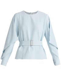 Paisie Belted Blouse In Light Blue