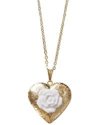 POPORCELAIN - Classic Rose Heart Locket Pendant Necklace - Lyst