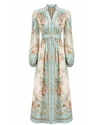 Richa Sharma - Celestia Bloom Linen Maxi Bloom Dress - Lyst