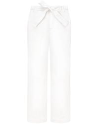 Mandragora - Neutrals Remo– Ecru Straight-Leg Cotton Cropped Trousers - Lyst