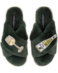 Laines London - Classic Laines Slippers With Vino Darling Brooches - Lyst