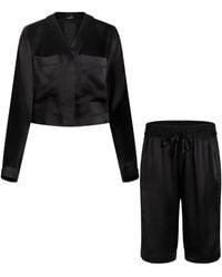 Je Mérite (I Deserve) - Silk Cropped Sleep Shirt & Tuxedo Short Set - Lyst