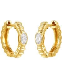 Artisan - Oval Cut Diamond Ribbed Hoop Earrings - Lyst