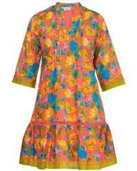 Niza - Short Dress With Pleated Front & Ruffled Hemline - Lyst