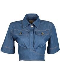 Lalipop Design - Fitted Cropped Denim Shirt - Lyst