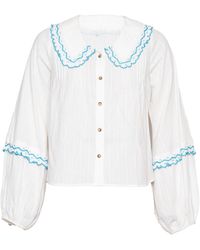 Rose & Nancy - Angie Ivory Cotton Embroidered Collar Shirt - Lyst