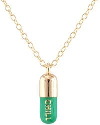 Kris Nations - Chill Pill Enamel Necklace Filled & Emerald Enamel - Lyst