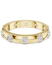 Aya Fine Jewelry - Round Lab Grown Diamond Eternity Wedding Band Ring, Bezel Set Stackable Anniversary Ring - Lyst