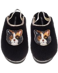 Laines London - Flatform Cloud Slippers With Double Calico British Shorthair Cat Brooches - Lyst