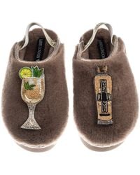 Laines London - Neutrals Flatform Cloud Closed Toe Slippers With Hugo Spritz Brooches - Lyst