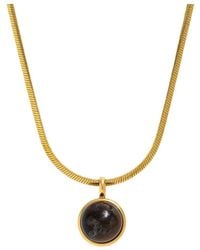 ADIBA - The Round Tiger Eye Pendant Stainless Steel Necklace - Lyst