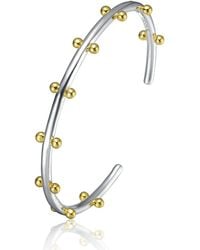 Genevive Jewelry - Rachel Glauber Plated Two Tone Cuff Bracelet - Lyst