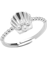 Spero London - Scallop Shell Pearl Sterling Ring - Lyst