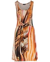Conquista - Print Sleeveless Dress With Tie Waist - Lyst