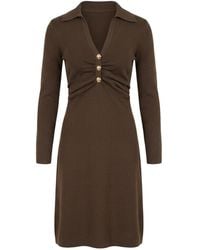Yumi' - Knitted Ruched Collar Dress - Lyst