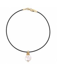 Lalinde - Neutrals Sea Of Pearl Leather Necklace - Lyst