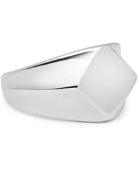 Nialaya - Contemporary Squared Stainless Steel Cocktail Ring - Lyst