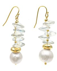 Farra - Crystals With Freshwater Pearl Hook Earrings - Lyst