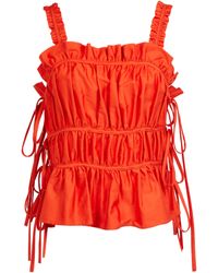 Lavaand - The Ava Ruched Tie Side Cami In Sunset Orange - Lyst