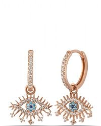 Spero London - Evil Eye Earring Eye Eyelash Pave Sterling Earring - Lyst