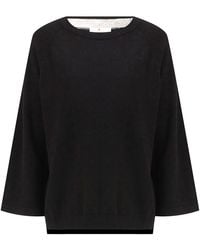 Peraluna - Nell O-Neck Pullover Slit Detailed Fine Knit Jumper - Lyst