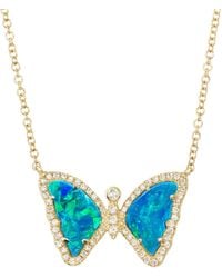 KAMARIA - Mini Opal Butterfly Necklace With Diamonds - Lyst