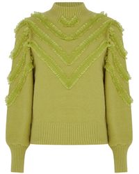 Sour Figs - Chevron Ruffle-Detail Knit Jumper - Lyst