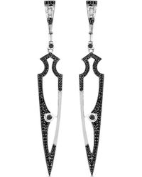 SALLY SKOUFIS - Shield Earrings With Natural Diamond & Made Cz Diamond Stimulant - Lyst