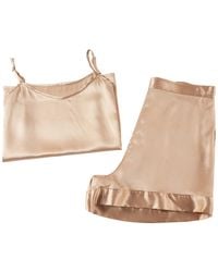 Soft Strokes Silk - Neutrals Pure Mulberry Silk Camisole And Shorts Set - Lyst