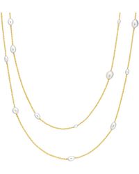 Unaloe - Plated Layered Pearl Necklace For – Natural Freshwater Pearl Bridal Statement Jewelry - Lyst