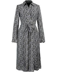 Smart and Joy - Italian Collar Wrap Belt Printed Dress - Lyst