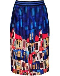 Lalipop Design - Multi-color Pleated Midi Skirt With House Pattern - Lyst