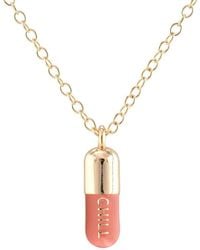 Kris Nations - Chill Pill Enamel Necklace Gold Filled & Pink Sky Enamel - Lyst